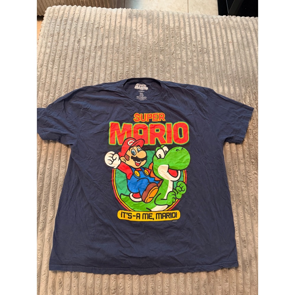 Nintendo Super Mario Yoshi Graphic T-Shirt Mens 2XL Navy Blue Hybrid Apparel